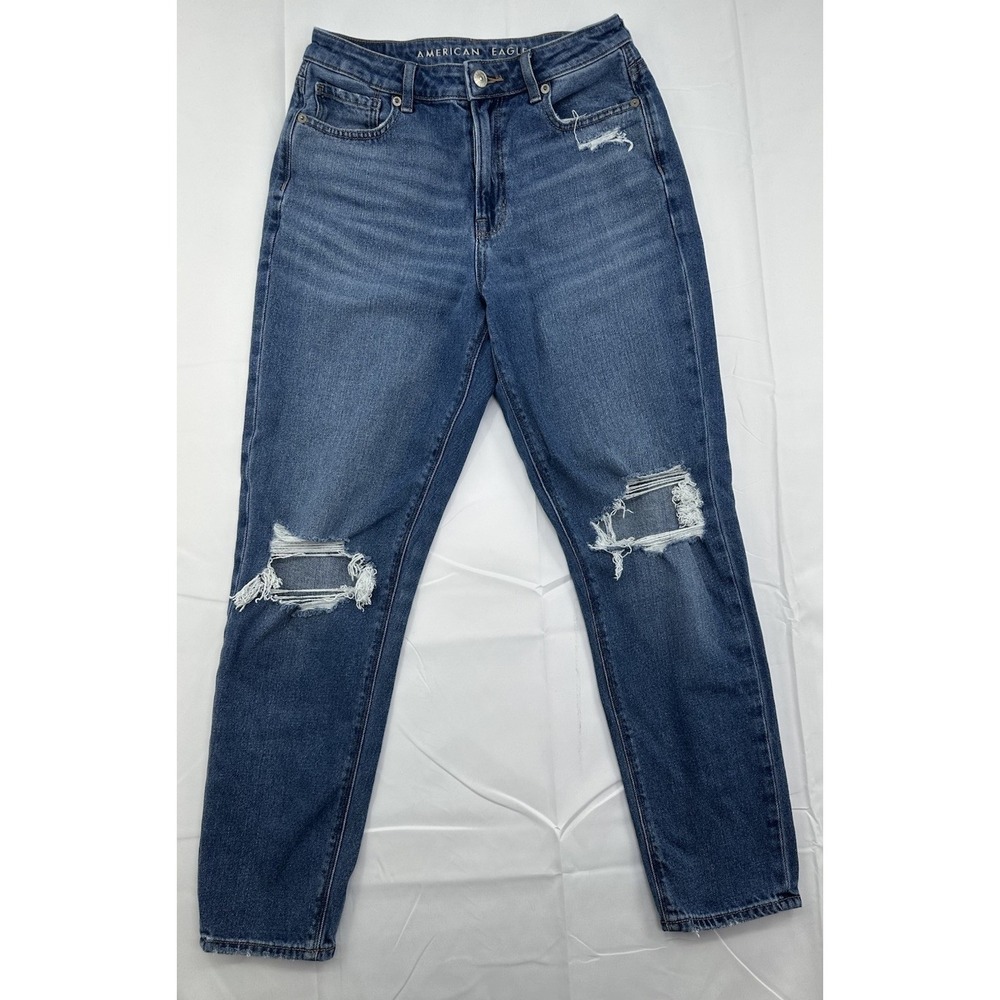American Eagle Distressed Mom Comfort Stretch Waistband Jean Denim Women's 4